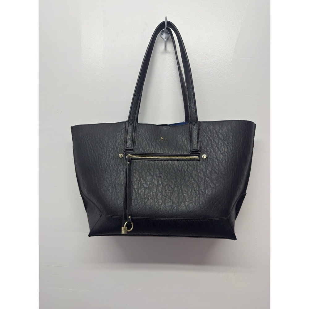 Travanti‎ Purse BAG Black LARGE Soft Vegan Leather Hobo #46